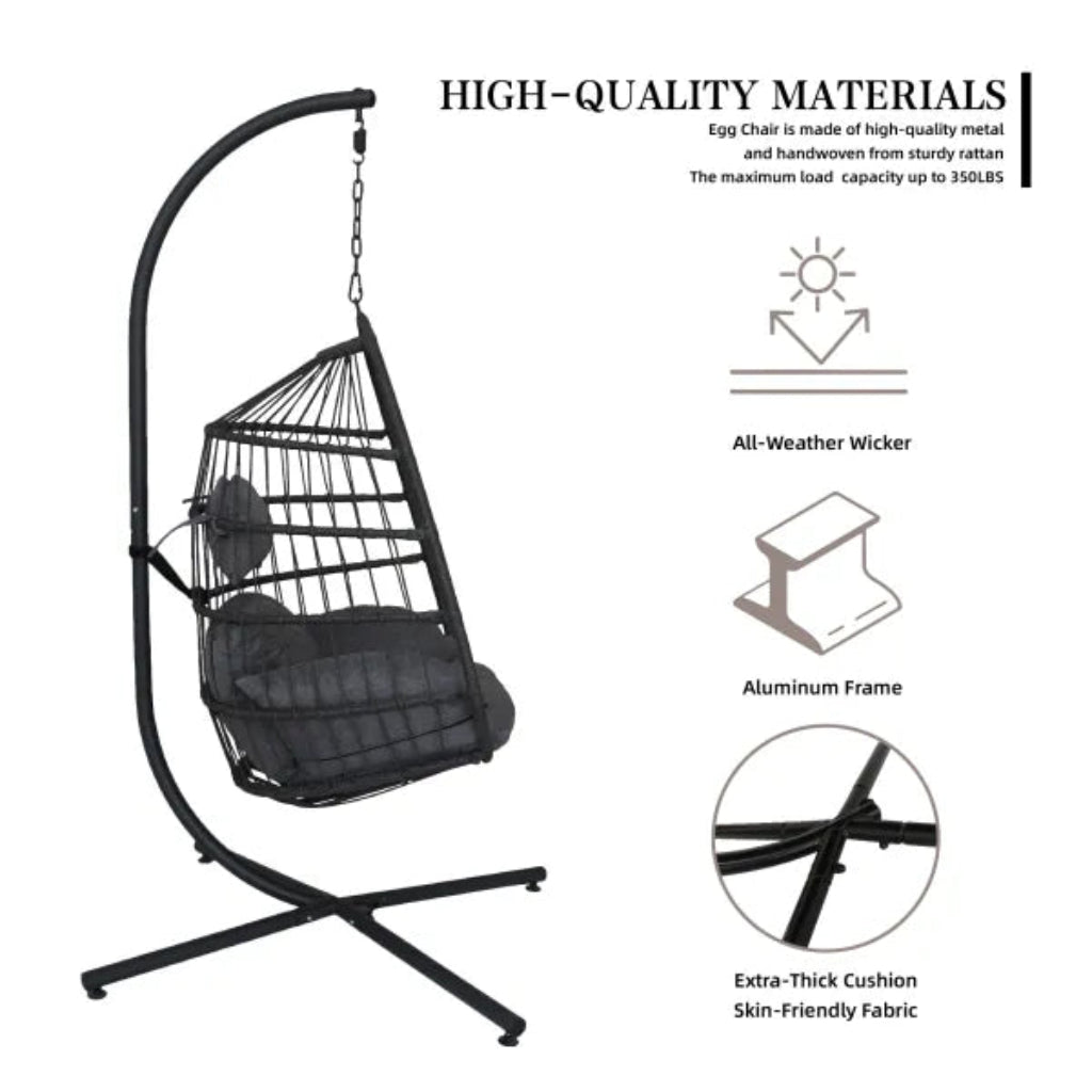 Modern Hanging Egg Chair with Waterproof Cushion