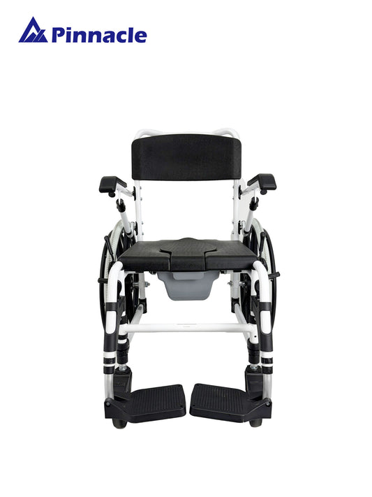 Deluxe Shower Commode Attendant Propelled | Flip-Up Armrests | Height Adjustable | 125kg Capacity