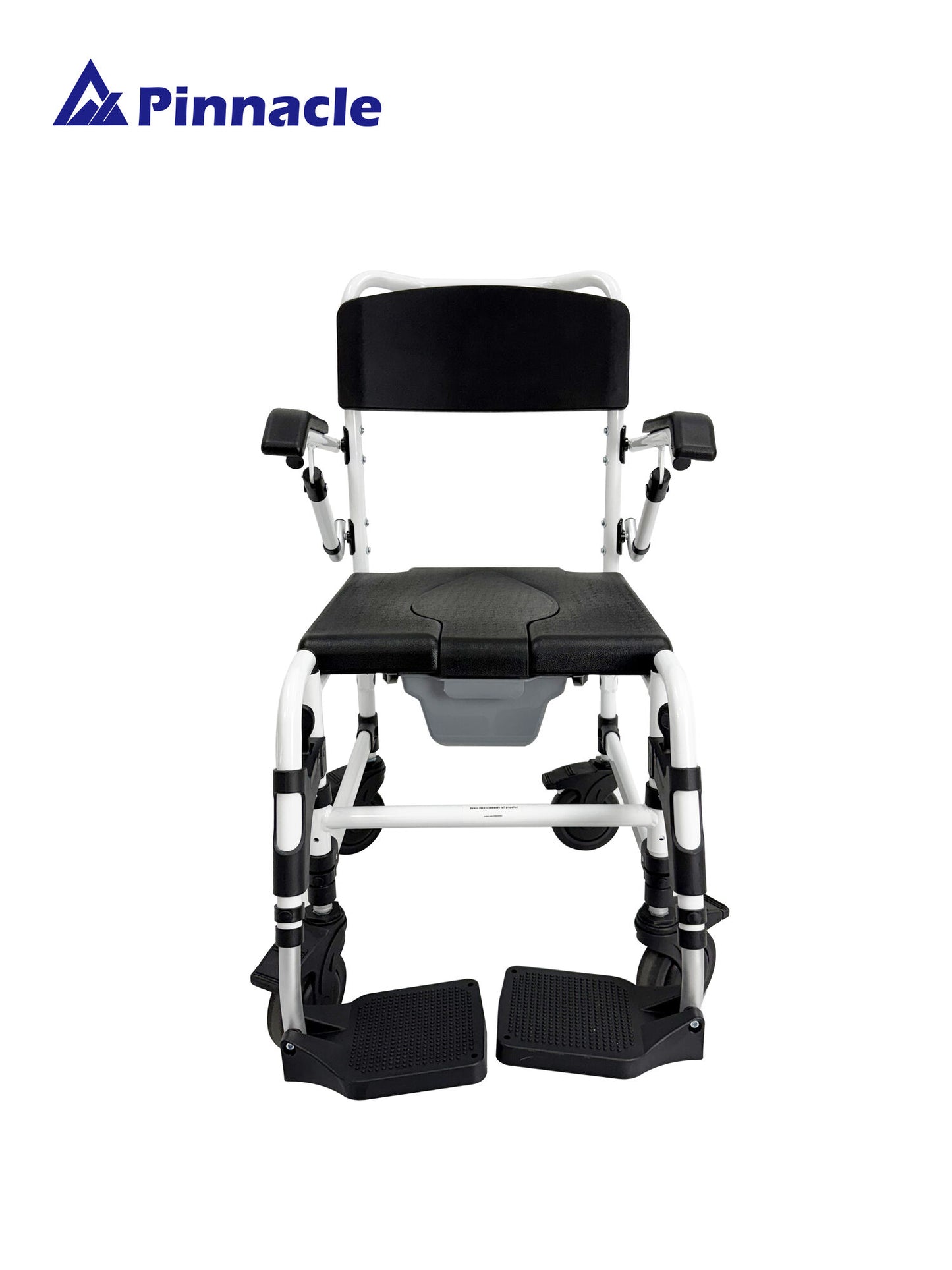 Deluxe Shower Commode Attendant Propelled | Flip-Up Armrests | Height Adjustable | 125kg Capacity | Model 06055