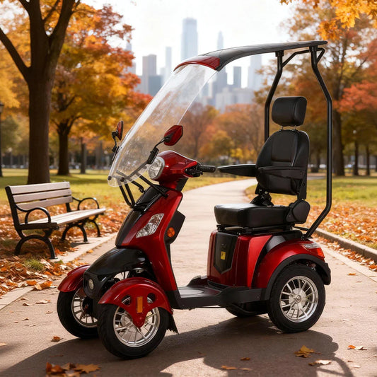 All-Weather 3-Wheel Electric Mobility Scooter — 500W with Canopy & Windshield B03B