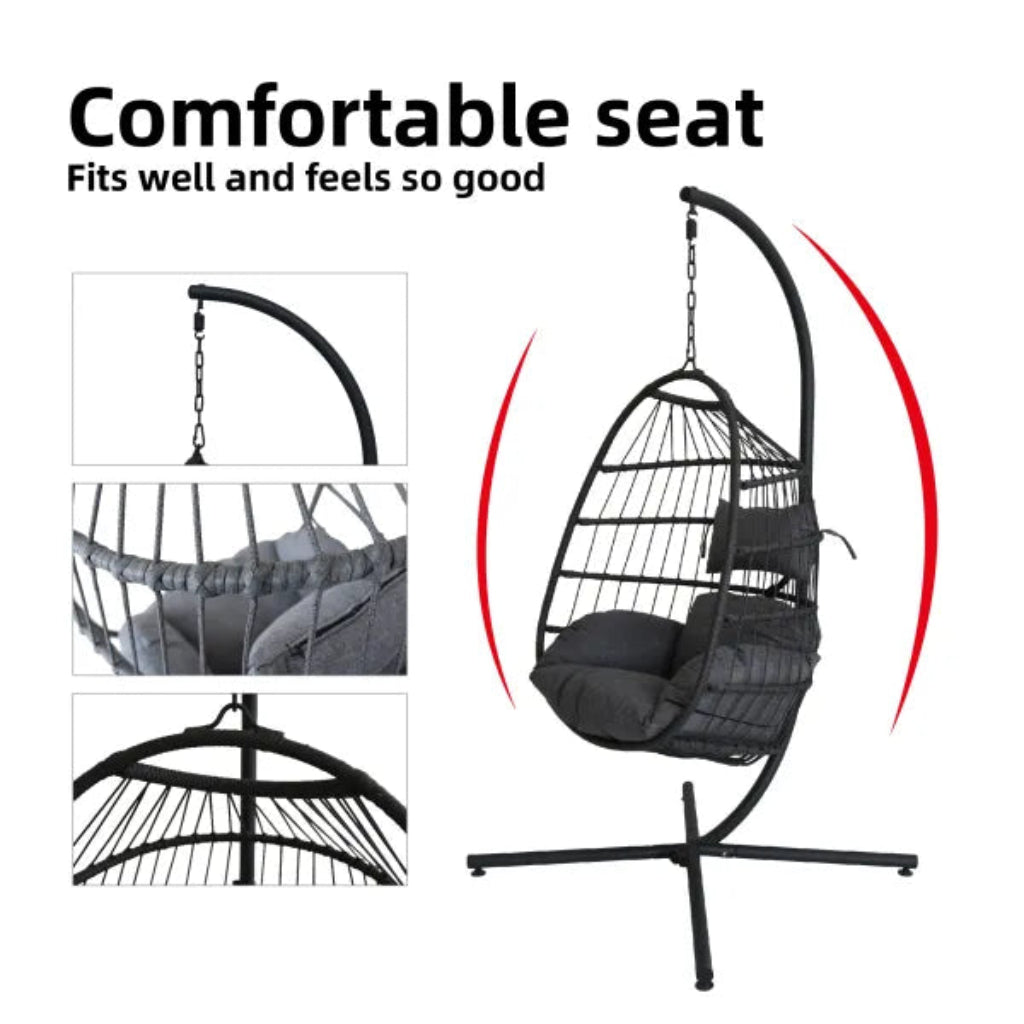 Modern Hanging Egg Chair with Waterproof Cushion