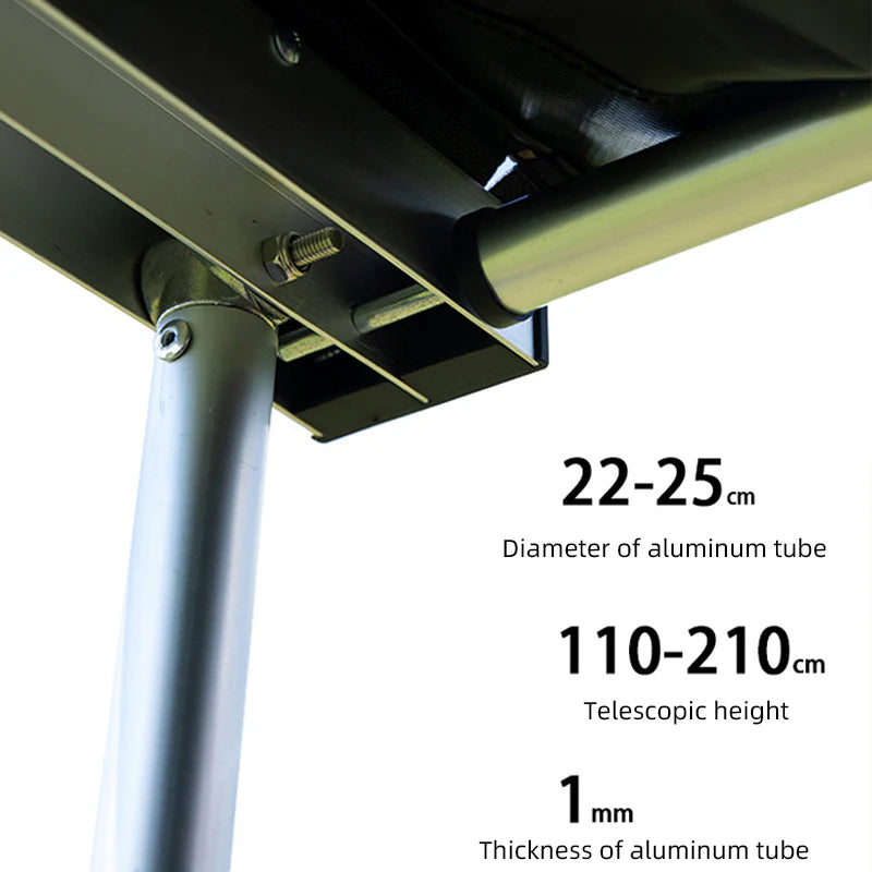 Car Side Tent SUV Side Sunshade Rain Proof Canopy – Black Rubber Coating, Leather Bag Style, Level 7 Wind Resistant