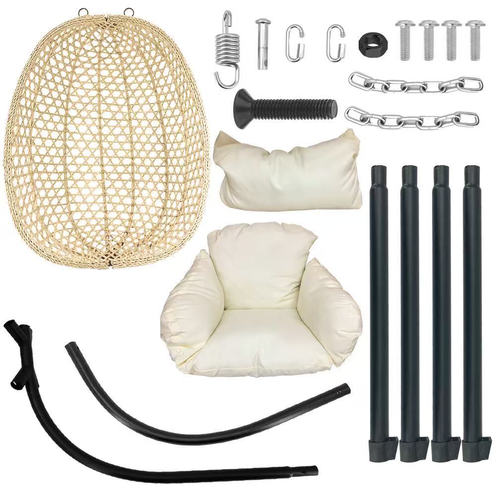 Premium Foldable Rattan Egg Chair with Thick Cushion