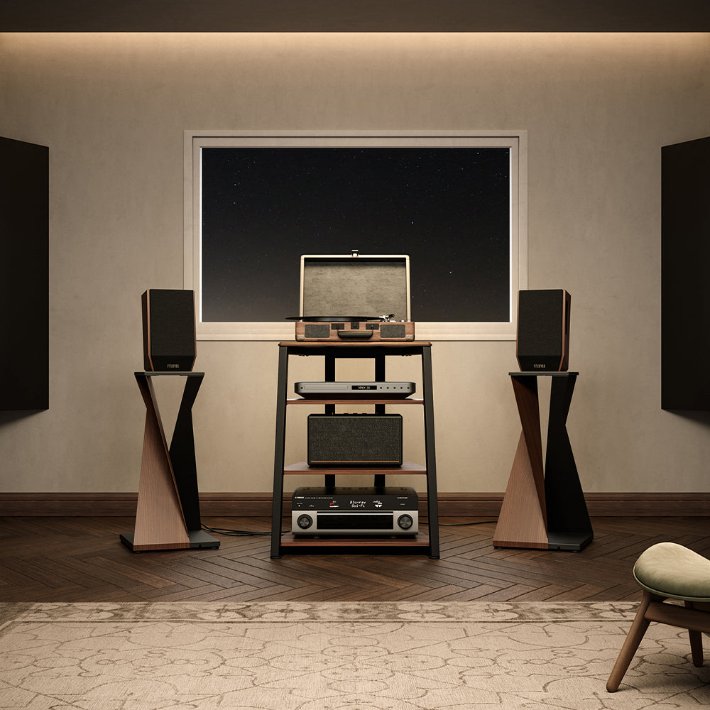 4-Tier Spatial Audio Rack — Compact Yet Capable Media Tower