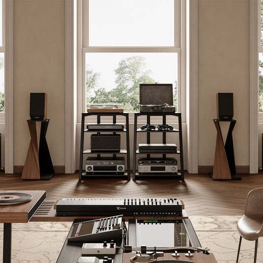 4-Tier Spatial Audio Rack — Compact Yet Capable Media Tower