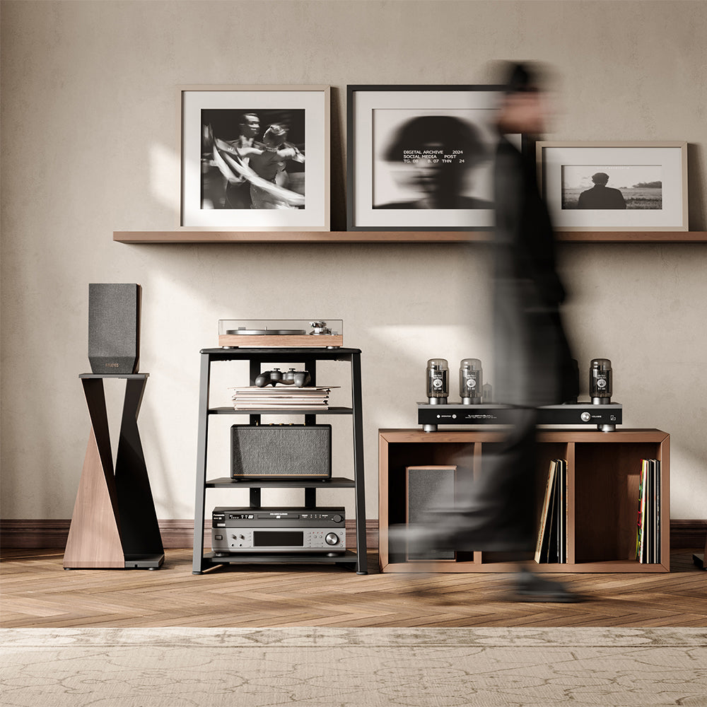 4-Tier Spatial Audio Rack — Compact Yet Capable Media Tower