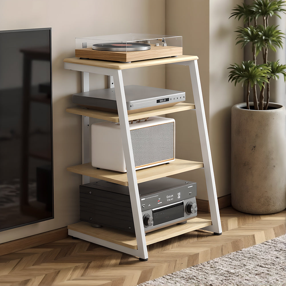 4-Tier Spatial Audio Rack — Compact Yet Capable Media Tower