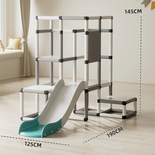 Urban Culture Homes Children's Climbing Frame With Slide | Modular Indoor/Outdoor Play Structure with Multiple Configurations