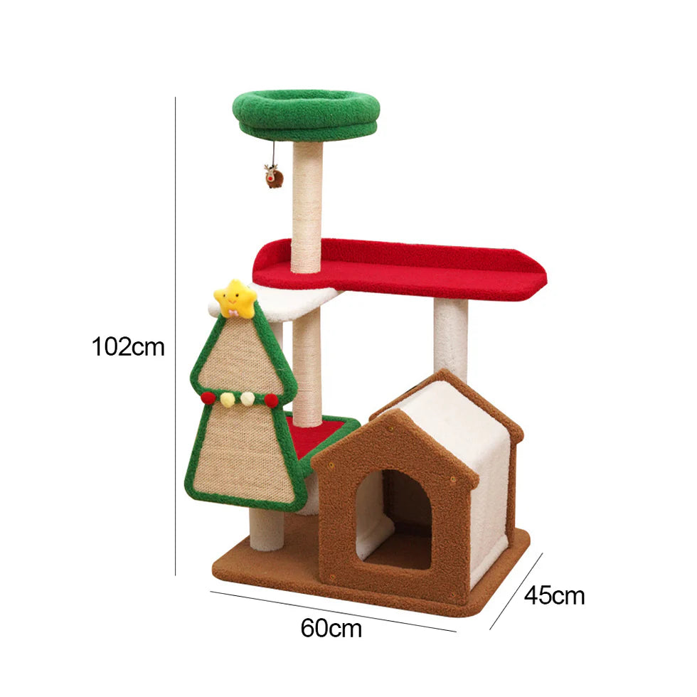 Christmas Cat Tree | Multi-Tier Holiday Climbing Tower