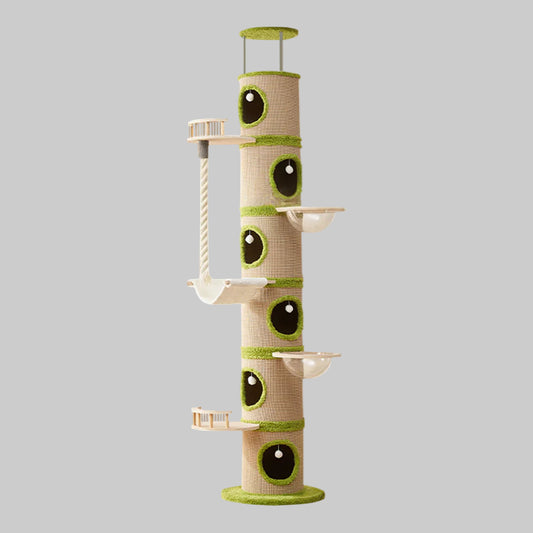 Multi-Functional Tree Hollow Cat Tree | High-Transparency Capsule Condo - Beige