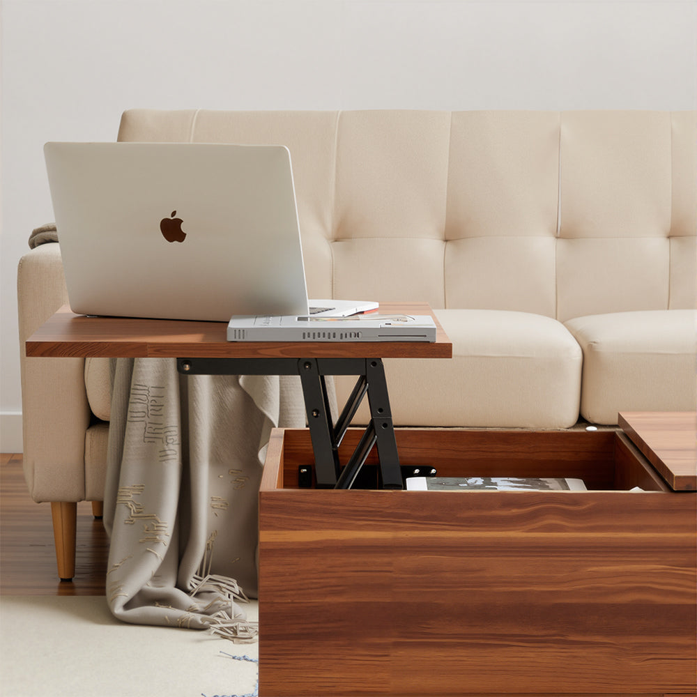 Dual Lift-Top Coffee Table — Two Independent Lift Surfaces & Hidden Storage