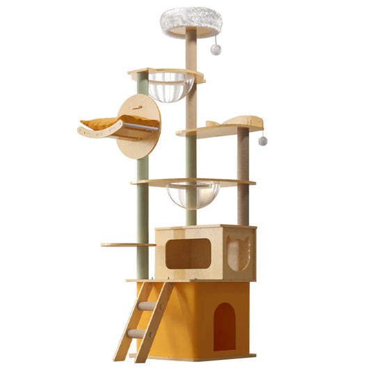 Multi-Tiered Cat Climber 195cm | MDF Tower with Hideaways