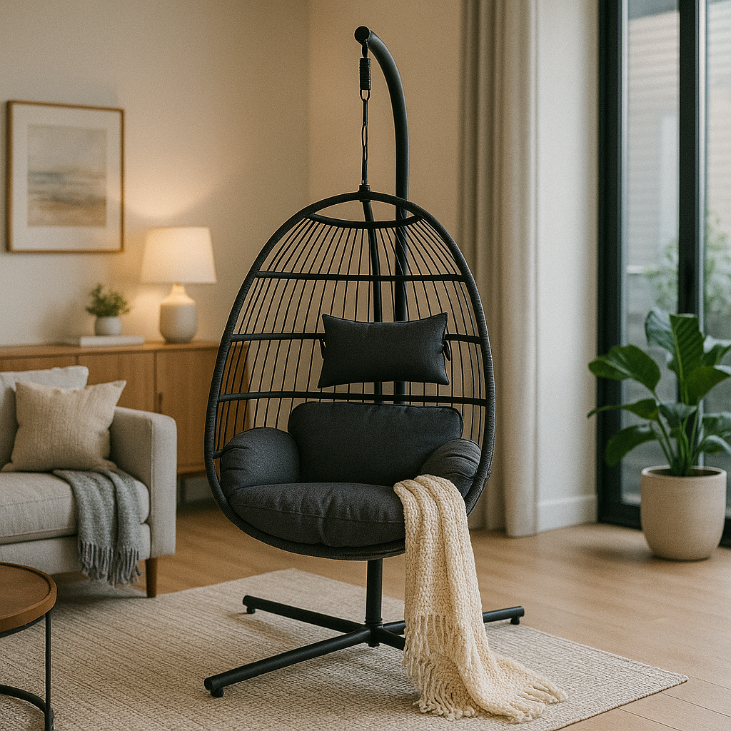 Modern Hanging Egg Chair with Waterproof Cushion