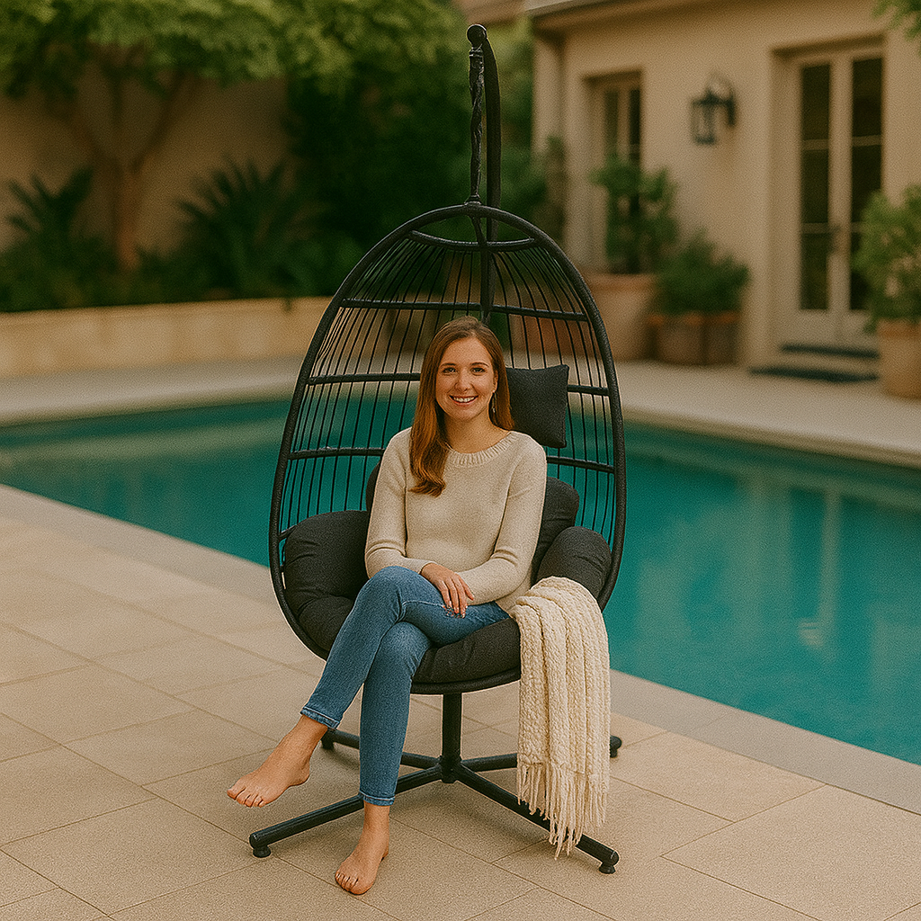 Modern Hanging Egg Chair with Waterproof Cushion