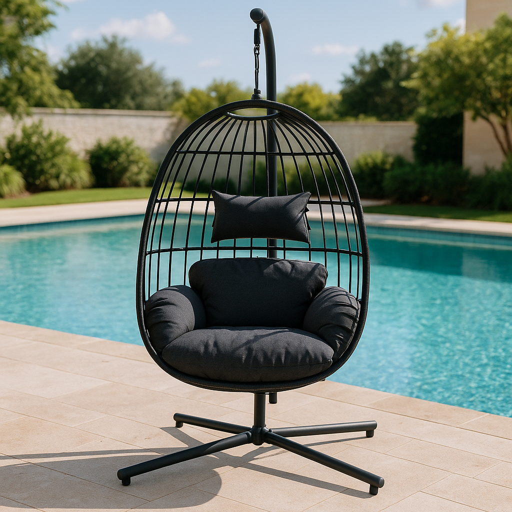 Modern Hanging Egg Chair with Waterproof Cushion