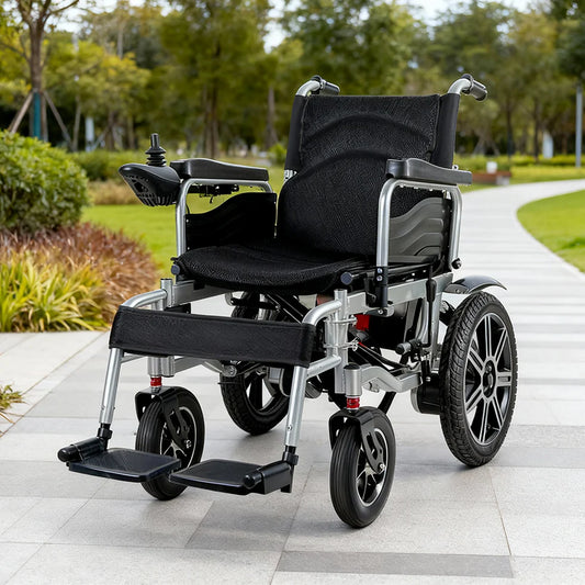 Foldable 12Ah Dual-Motor Electric Wheelchair with Aluminum Alloy Wheels – Ergonomic Comfort, 15km Range, 20° Slope Capability