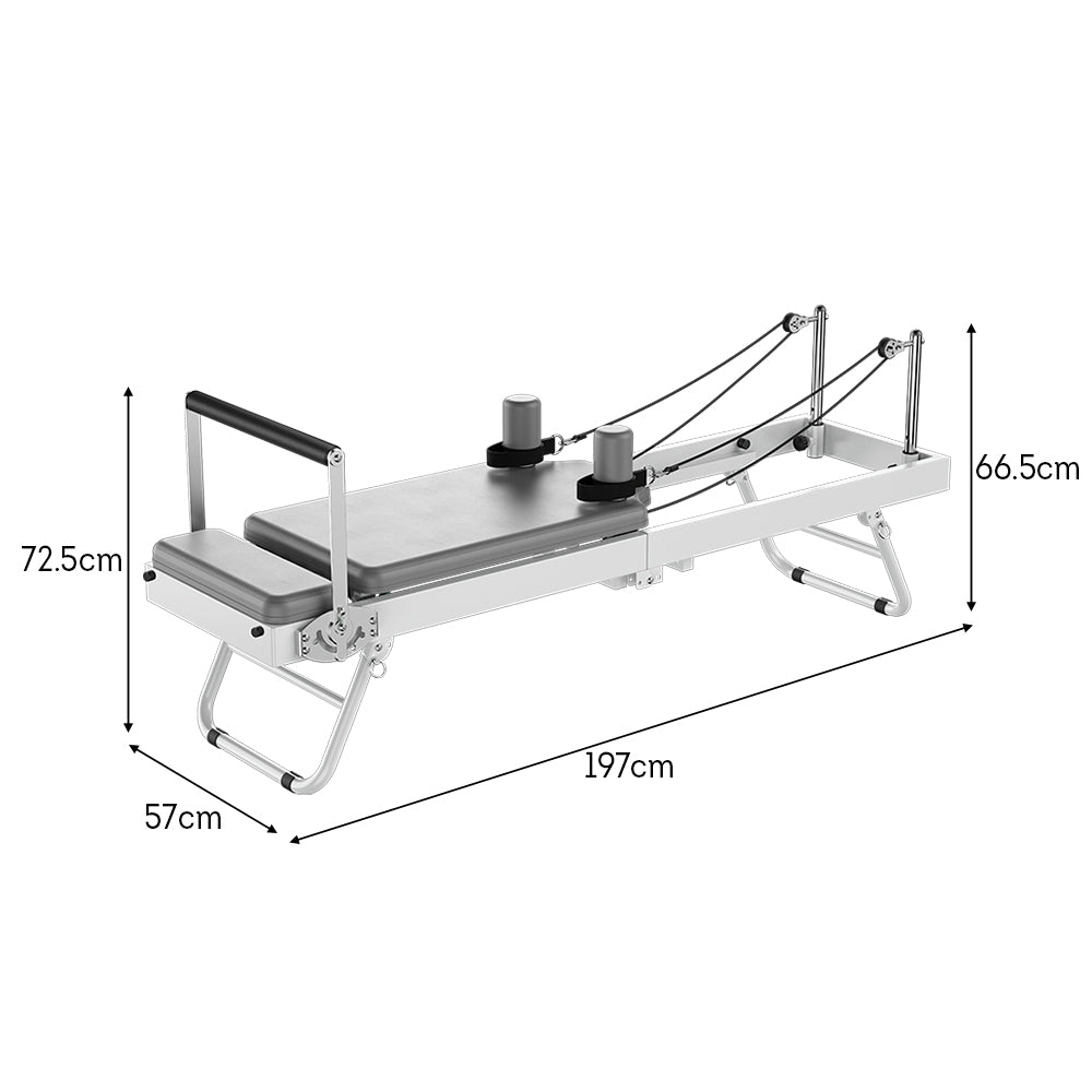 Foldable Steel–Frame Pilates Reformer (With Adjustable Height & Silent Resistance)