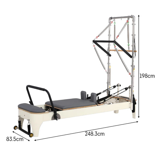 Professional Pilates Reformer with Half Trapeze Table - Grey