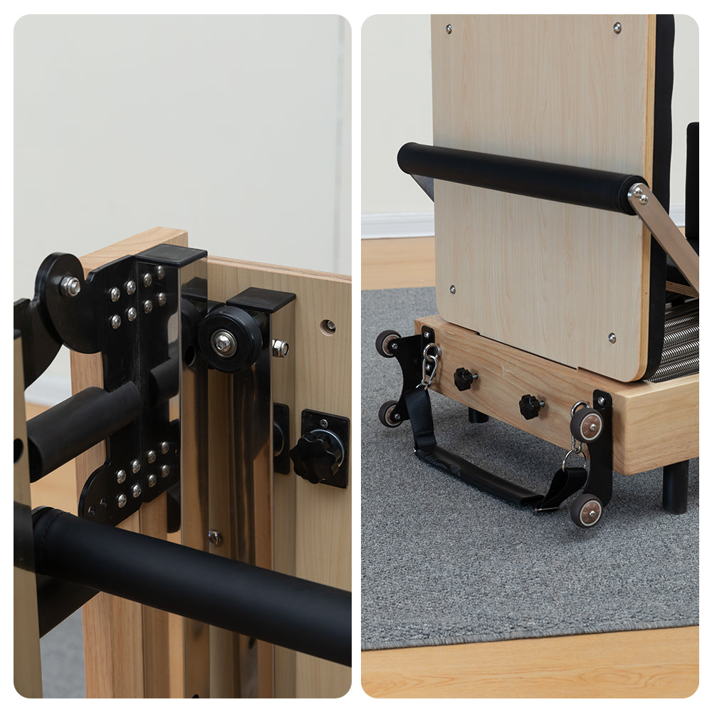 Foldable Solid Wood Frame Pilates Reformer – 6-Spring Resistance, Roll-Up Design