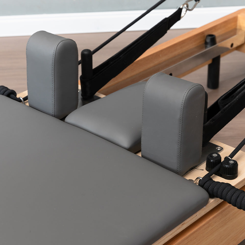 Foldable Solid Wood Frame Pilates Reformer – 6-Spring Resistance, Roll-Up Design