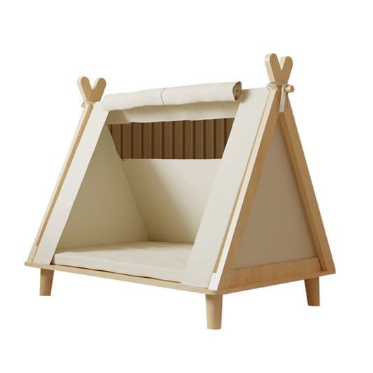 Pet Tent with Breathable Mesh 60cm | Wood Frame Dog Cat Shelter