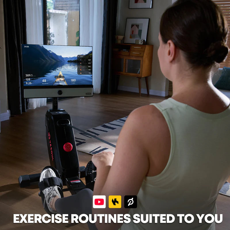Yesoul Smart Rowing Machine with 21.5" FHD Screen, Magnetic Resistance & Foldable Rail