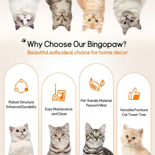 Large Multi-Level Cat Tree 111cm | Natural Wood Activity Tower