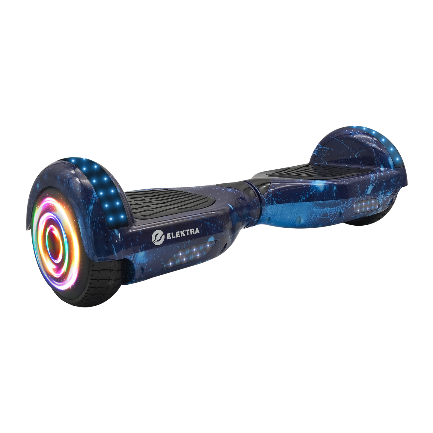 RideFusion Hoverboard in Galaxy Blue with LED lights and built-in Bluetooth speaker – smart self-balancing scooter for kids and adults