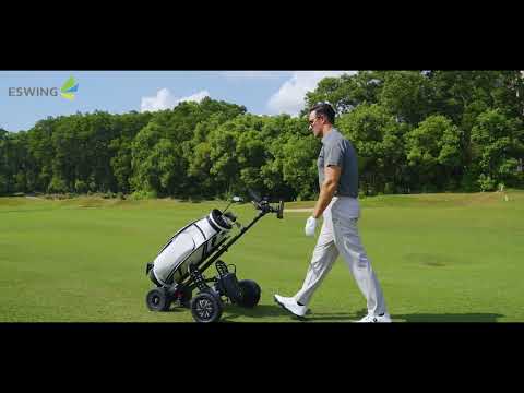 ESWING ES-1388 Pro 3-in-1 electric golf scooter on the course - ride and push trolley modes