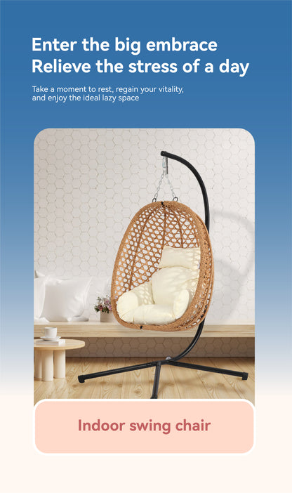 Premium Foldable Rattan Egg Chair with Thick Cushion