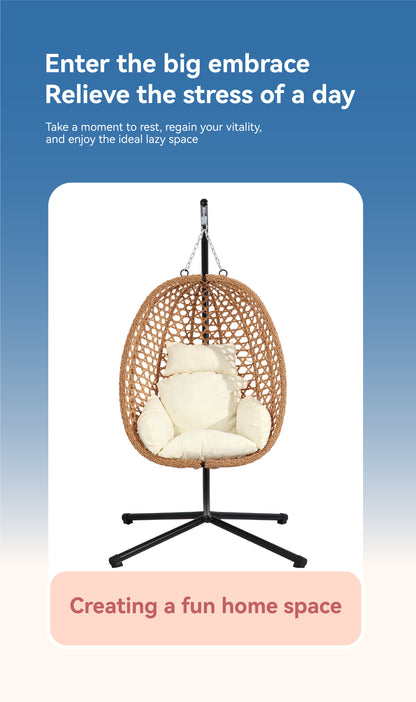 Premium Foldable Rattan Egg Chair with Thick Cushion
