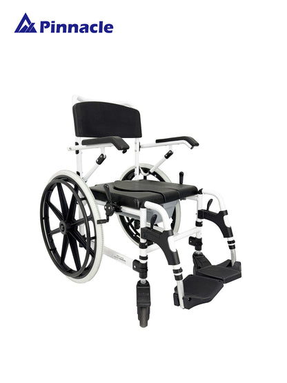 Deluxe Shower Commode Attendant Propelled | Flip-Up Armrests | Height Adjustable | 125kg Capacity