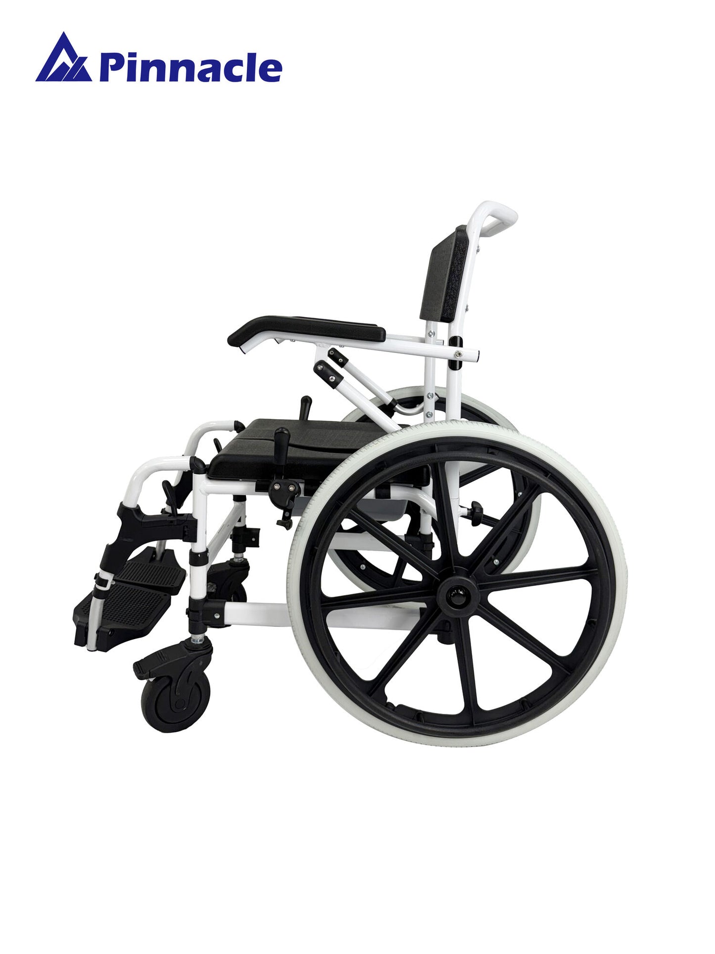 Deluxe Shower Commode Attendant Propelled | Flip-Up Armrests | Height Adjustable | 125kg Capacity