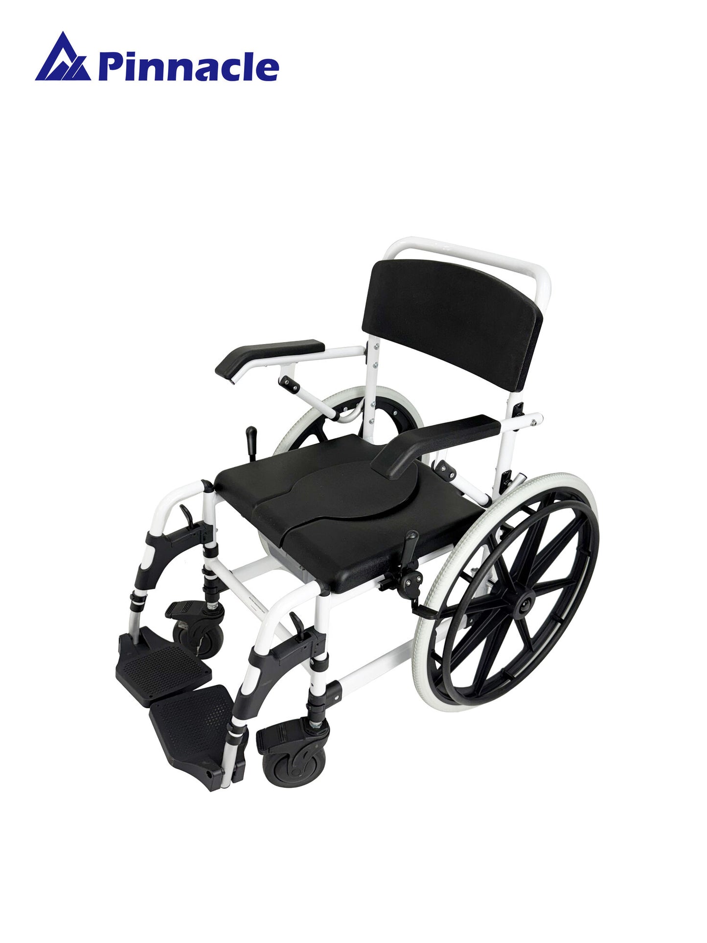 Deluxe Shower Commode Attendant Propelled | Flip-Up Armrests | Height Adjustable | 125kg Capacity