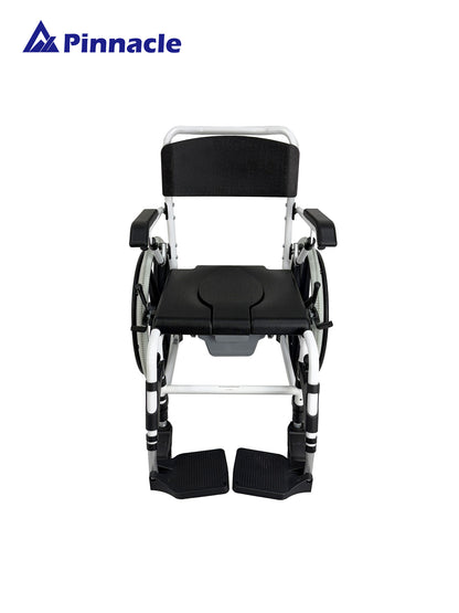 Deluxe Shower Commode Attendant Propelled | Flip-Up Armrests | Height Adjustable | 125kg Capacity