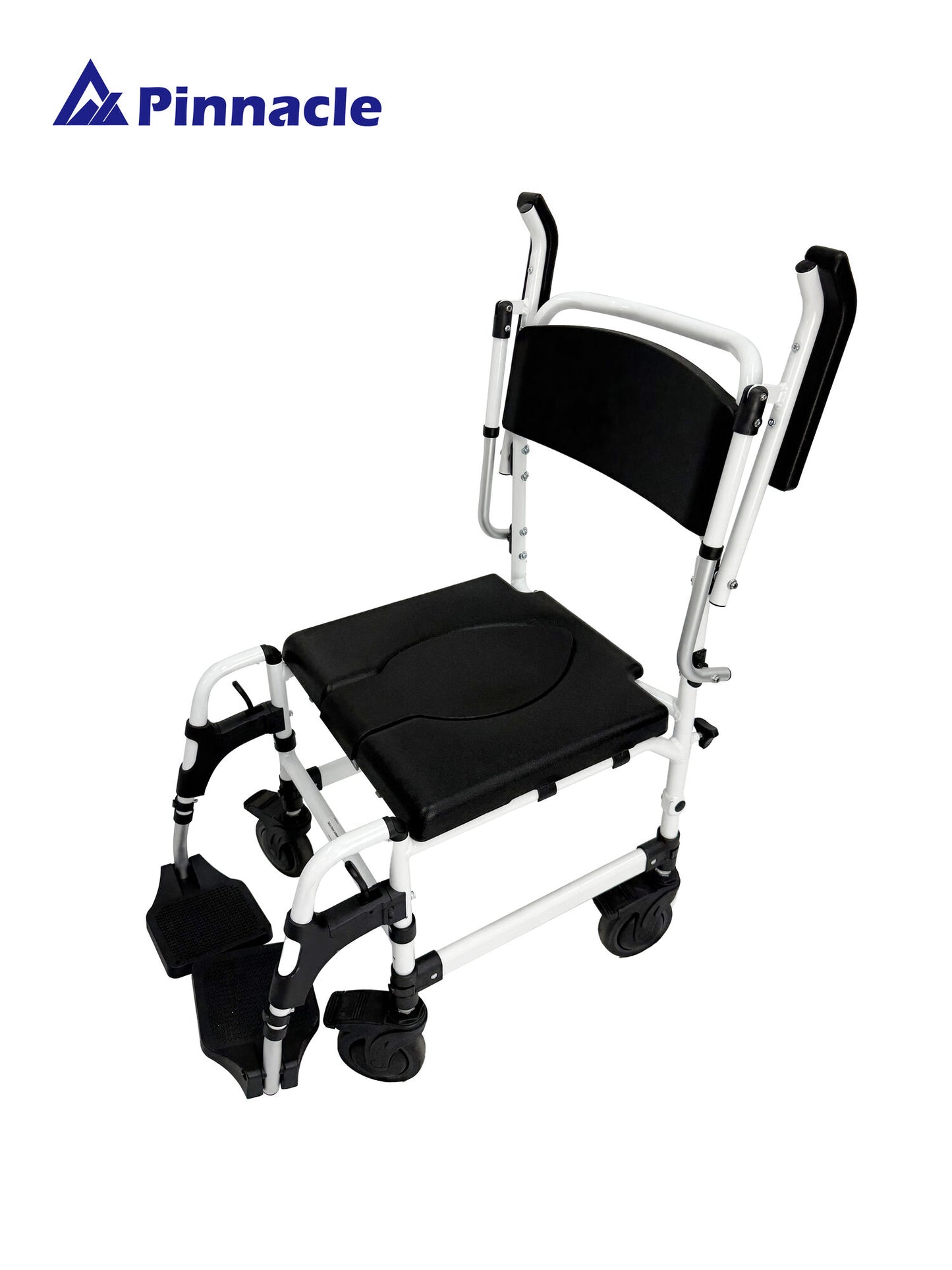 Deluxe Shower Commode Attendant Propelled | Flip-Up Armrests | Height Adjustable | 125kg Capacity | Model 06055