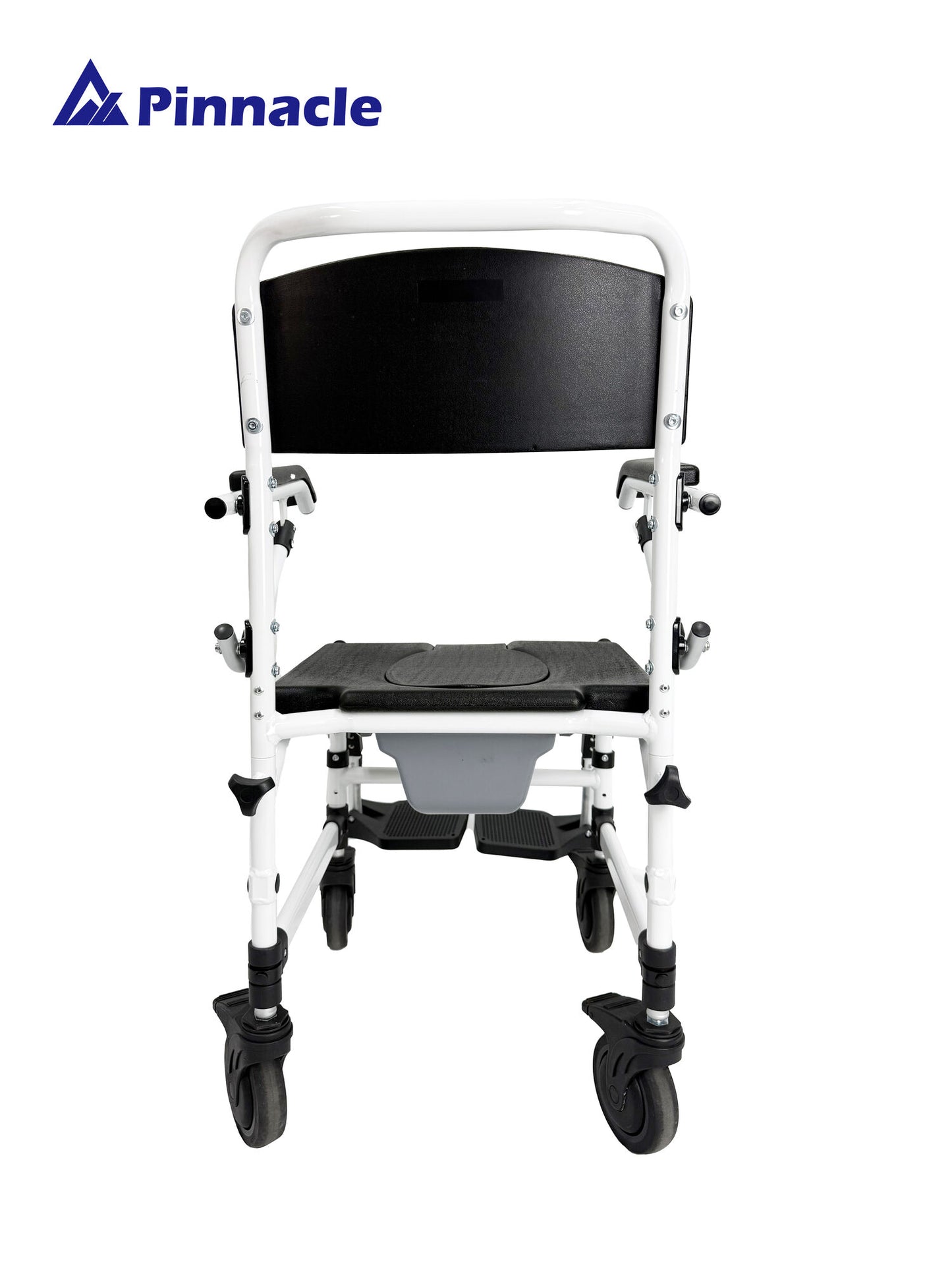 Deluxe Shower Commode Attendant Propelled | Flip-Up Armrests | Height Adjustable | 125kg Capacity | Model 06055