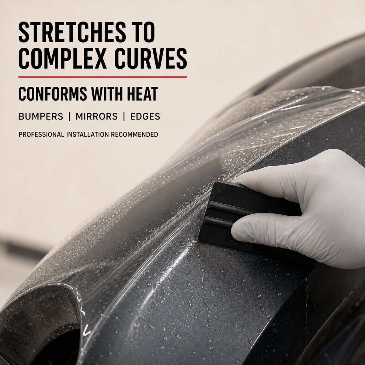 Clear PPF stretches to complex curves with heat