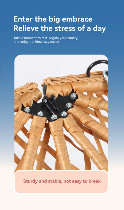 Premium Foldable Rattan Egg Chair with Thick Cushion