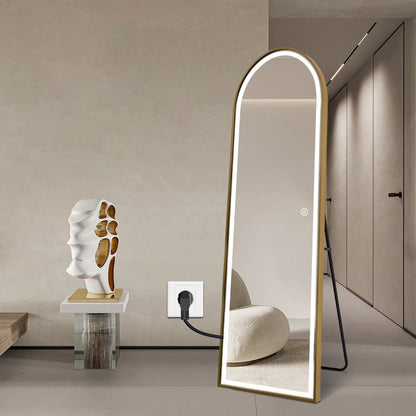 Arched LED Full-Length Mirror 180x80cm - Gold Frame Dimmable - FLM62