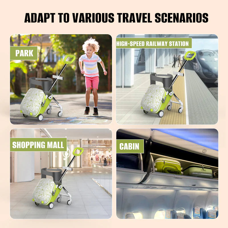 Urban Culture Homes 20" Children's Travel Suitcase with Seat & Rider Capabilities | Anti-Rollover Carry-On Luggage