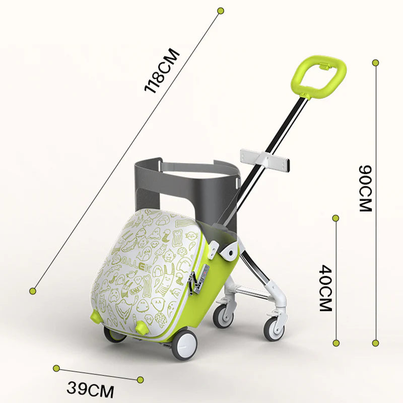 Urban Culture Homes 20" Children's Travel Suitcase with Seat & Rider Capabilities | Anti-Rollover Carry-On Luggage