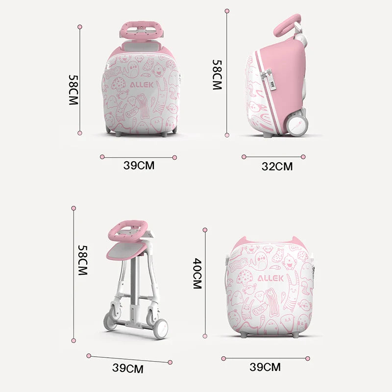 Urban Culture Homes 20" Children's Travel Suitcase with Seat & Rider Capabilities | Anti-Rollover Carry-On Luggage