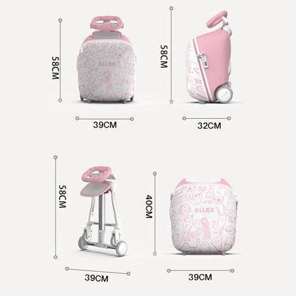 Urban Culture Homes 20" Children's Travel Suitcase with Seat & Rider Capabilities | Anti-Rollover Carry-On Luggage