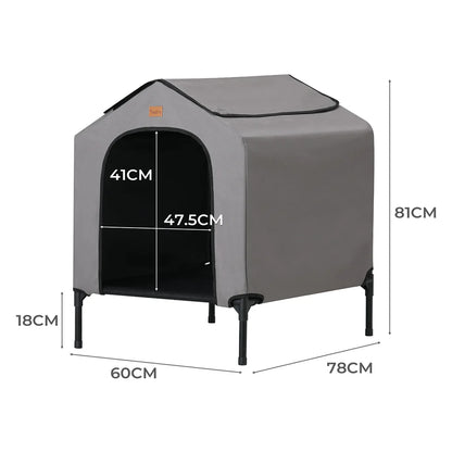 2-in-1 Elevated Dog House | Outdoor Pet Tent with Waterproof Canopy