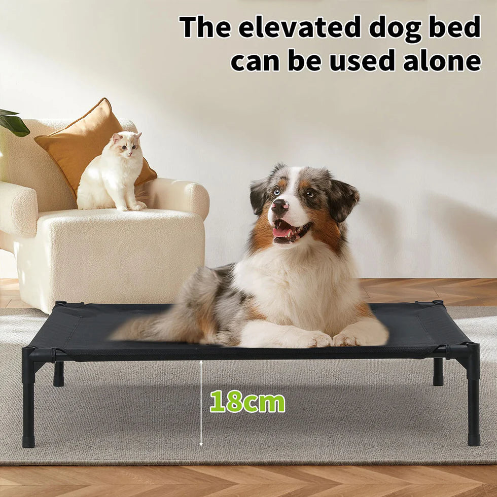 2-in-1 Elevated Dog House | Outdoor Pet Tent with Waterproof Canopy