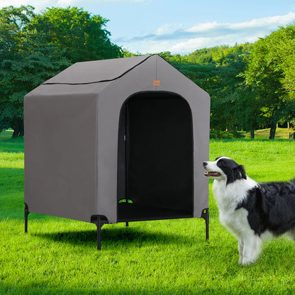 2-in-1 Elevated Dog House | Outdoor Pet Tent with Waterproof Canopy