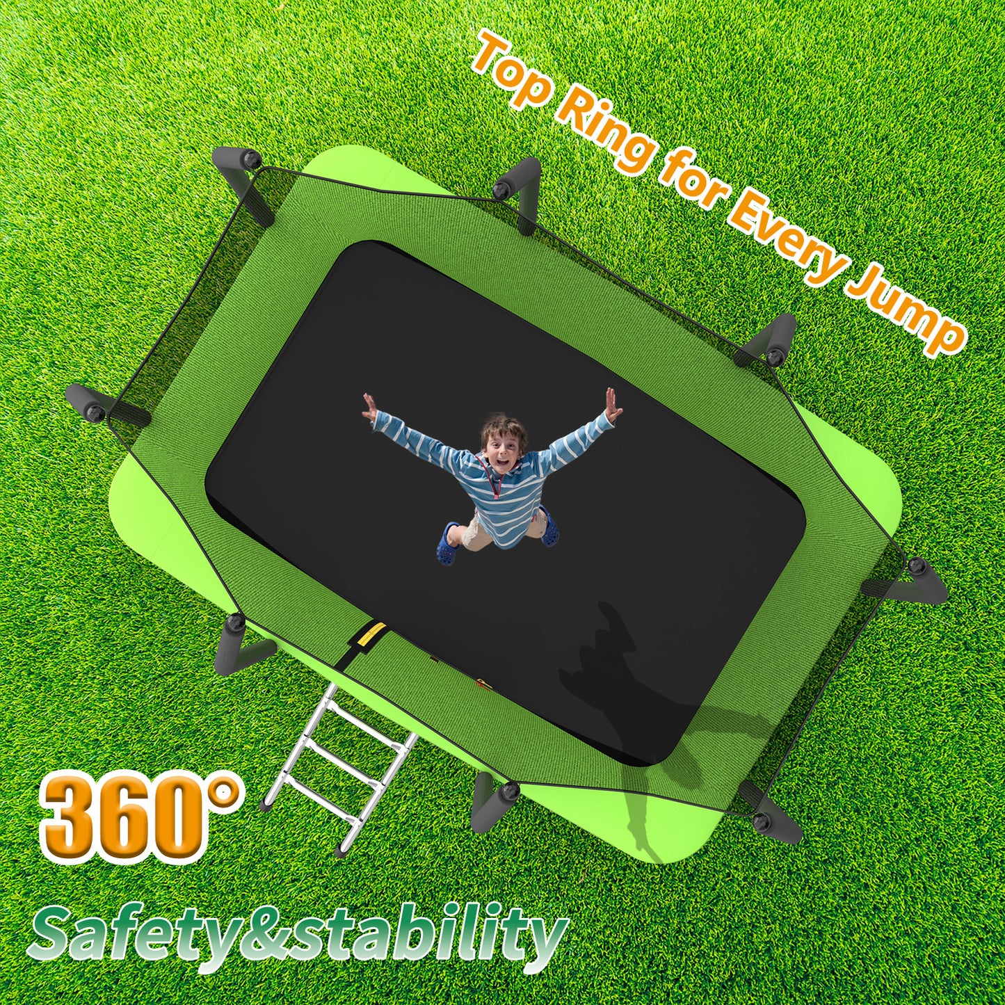 6 ft × 9 ft Rectangular Outdoor Trampoline with Safety Enclosure