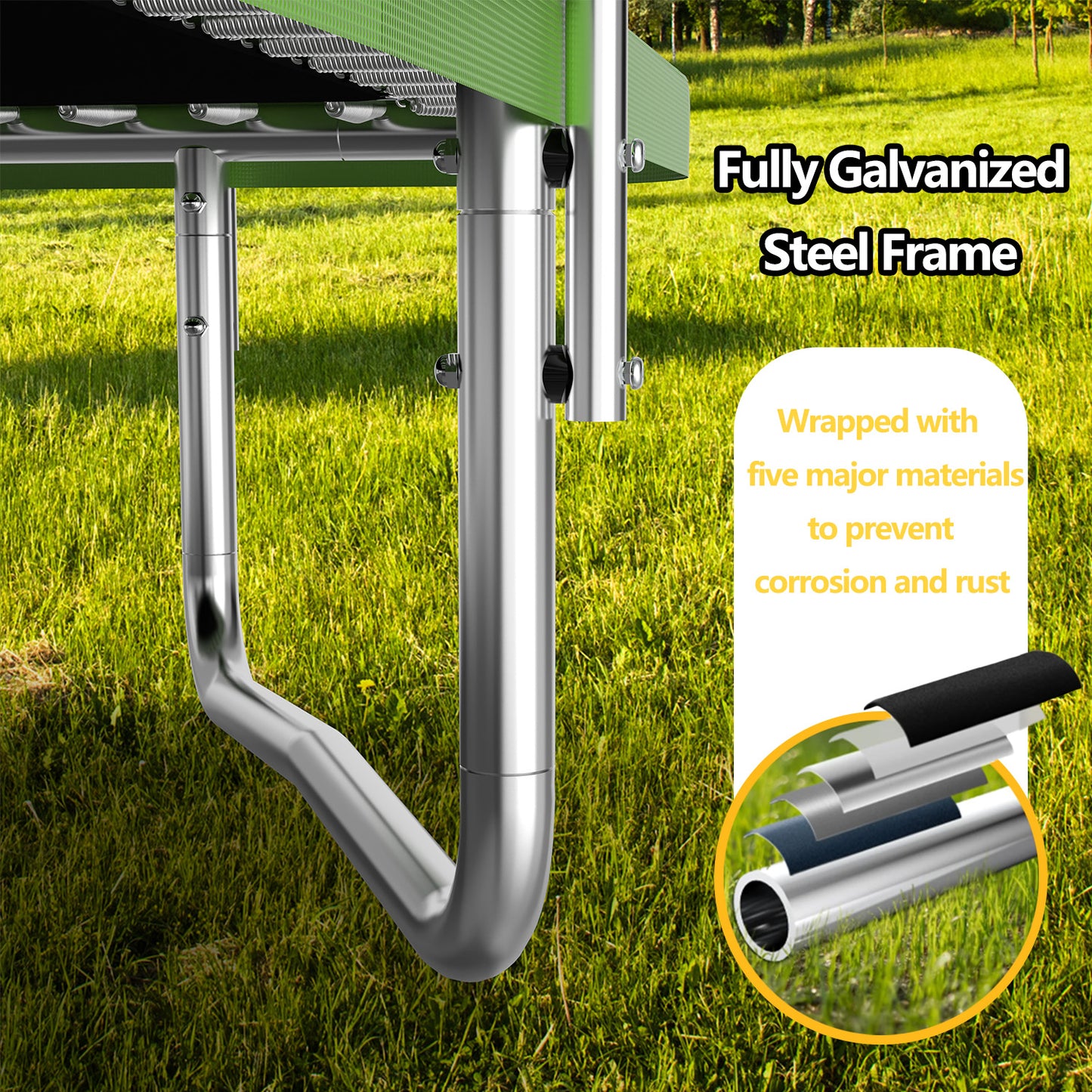 6 ft × 9 ft Rectangular Outdoor Trampoline with Safety Enclosure