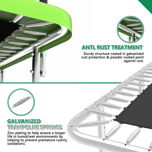 7 ft × 10 ft Rectangular Outdoor Trampoline with Safety Enclosure